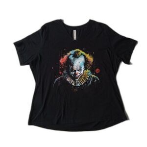 Bella+Canvas Black Short Sleeve Vneck Colorful Pennywise IT Graphic Print TShirt